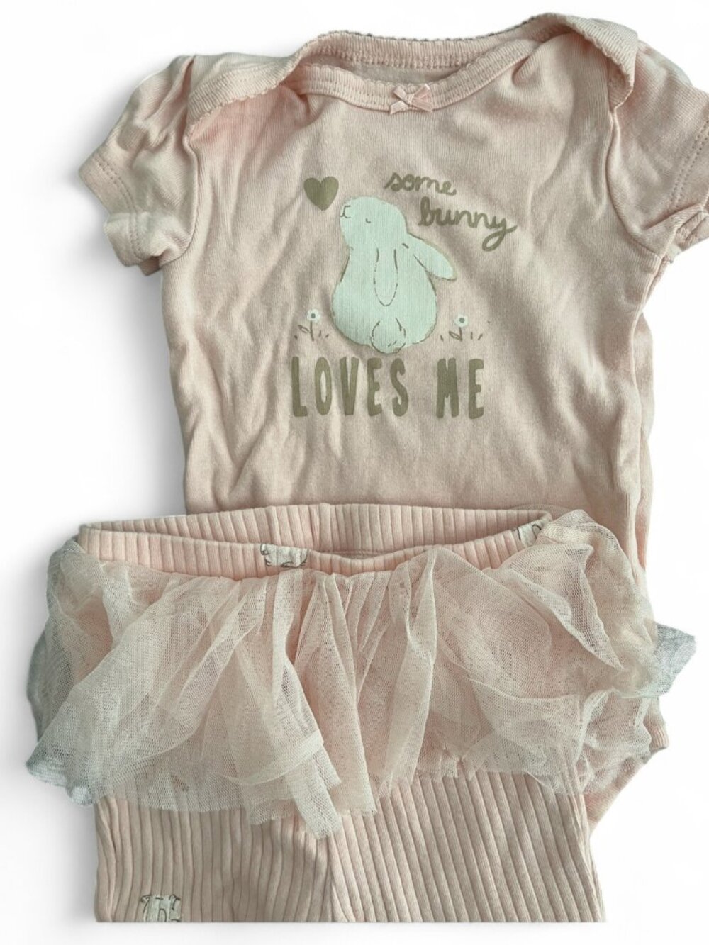 Carters Some Bunny Loves Me Baby Easter 6mo Outfit Pink Tulle Pants & Shirt Set